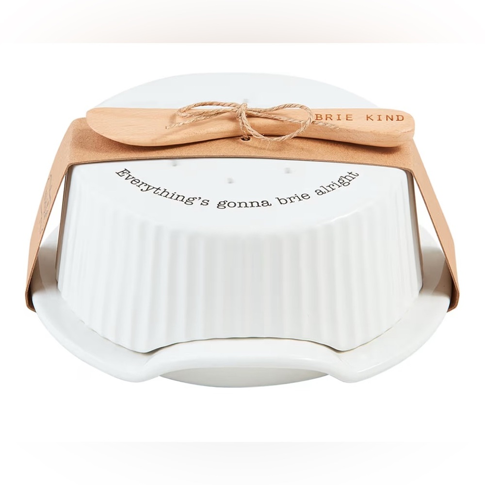 Mud Pie Ceramic Brie Baker with Wooden Spreader